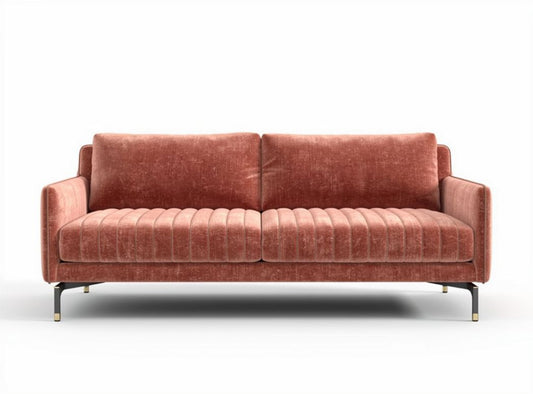 Divano in velluto rosa con struttura in metallo 220 x 90 x 85cm