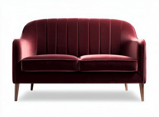 Divano in velluto bordeaux con struttura in legno dimensioni 150 x 80 x 85 cm