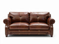Divano in pelle marrone con cuscini morbidi dimensioni 180 x 90 x 80cm
