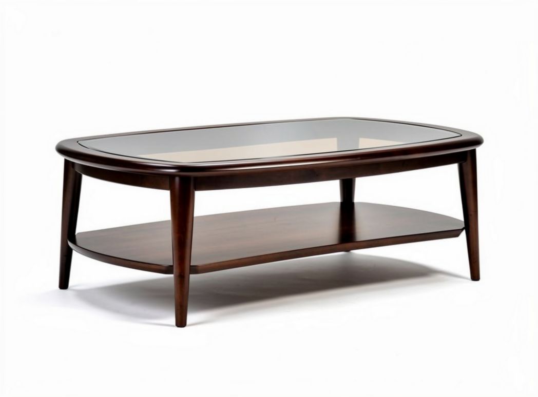 Tavolino da caffè in legno di rovere con superficie in vetro trasparente 120 x 60 x 45cm