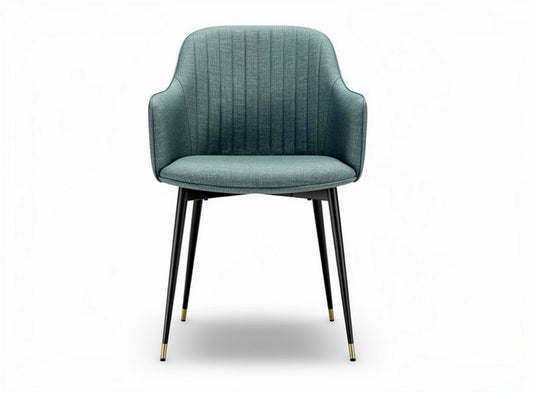 Sedia moderna in tessuto verde acqua con braccioli e gambe nere 50 x 55 x 80 cm