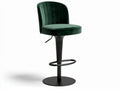 Sgabello bar verde in velluto con base nera regolabile altezza 45 x 45 x 100cm