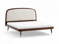 Letto matrimoniale in legno con testata imbottita 200 x 160 x 30cm marrone chiaro