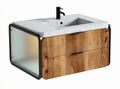 Mobile da bagno in legno con lavabo in marmo e finitura nera 80 x 50 x 30cm