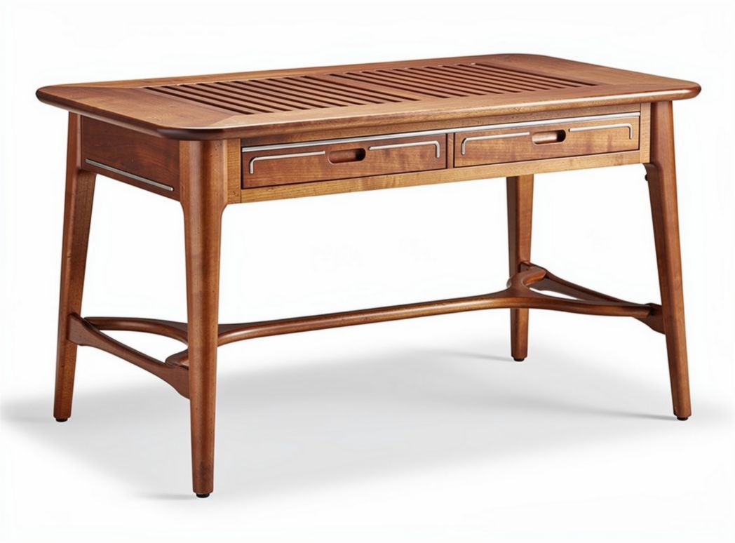 Tavolo in legno marrone con due cassetti per ufficio 150 x 80 x 75cm