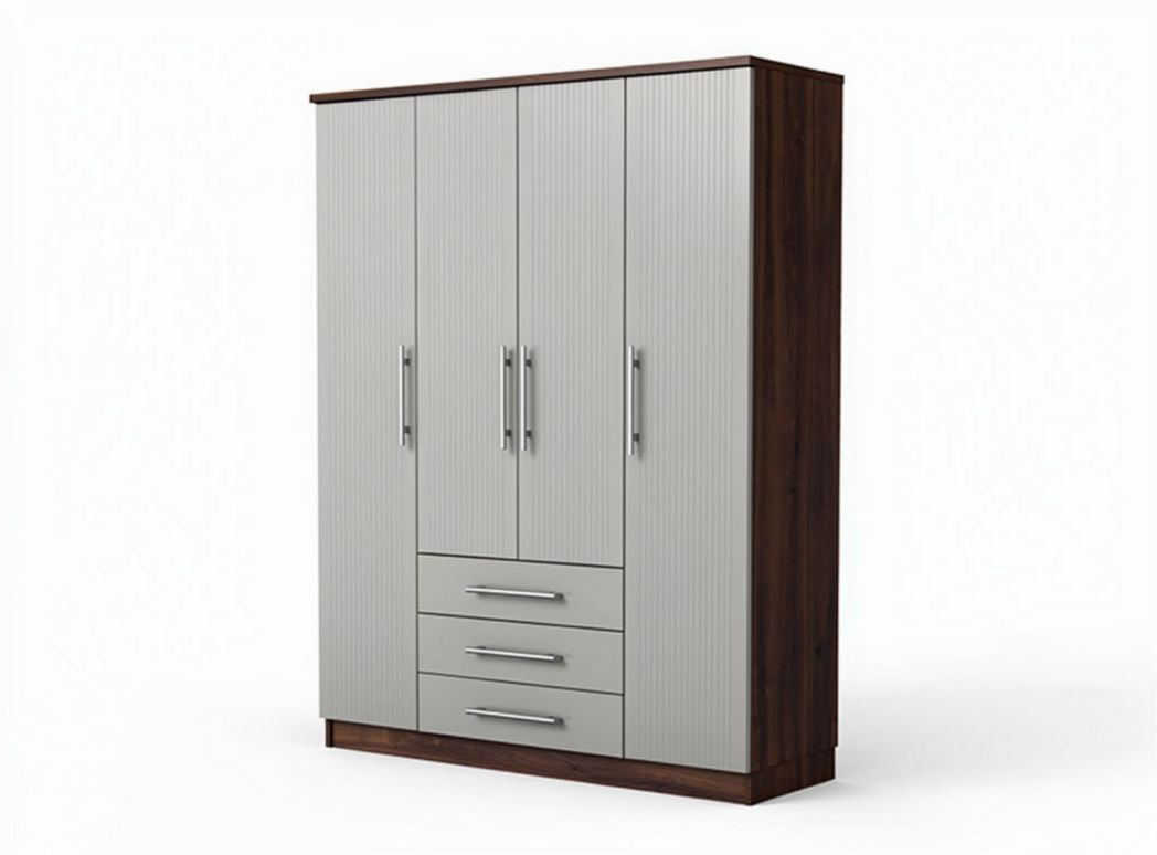 Armadio moderno in legno e metallo con finitura grigia 180 x 90 x 45cm