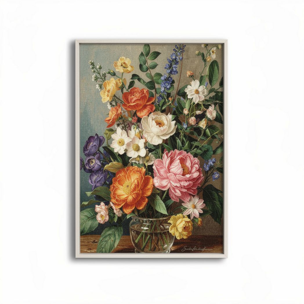Stampa artistica di fiori in vaso 21 x 30 x 1cm per decorazione muro