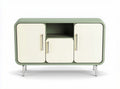 Mobiletto in legno bianco e verde con tre ante e bordo arrotondato 90 x 40 x 70cm
