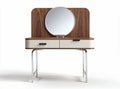Toeletta con specchio rotondo in legno e metallo dimensioni 120 x 40 x 75cm
